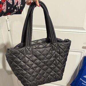 Quince Quilted Charcoal Tote Bag - Transit quilted carryall tote